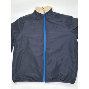 Stoic‎ Mens XL Reversible Sherpa Fleece Jacket Navy Blue Accents Full Zip Warm